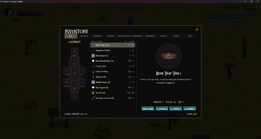 Inventory screen