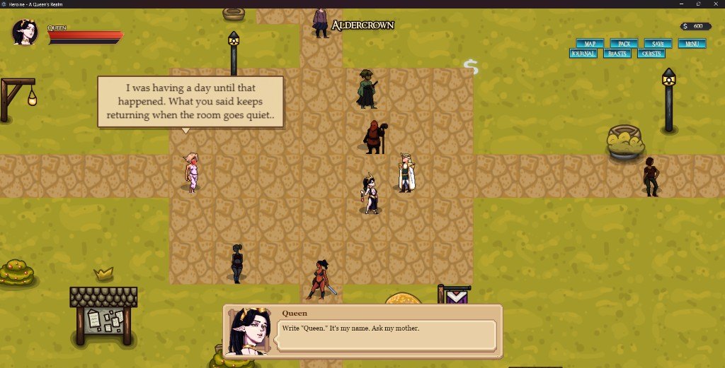 Queen dialogue in Aldercrown