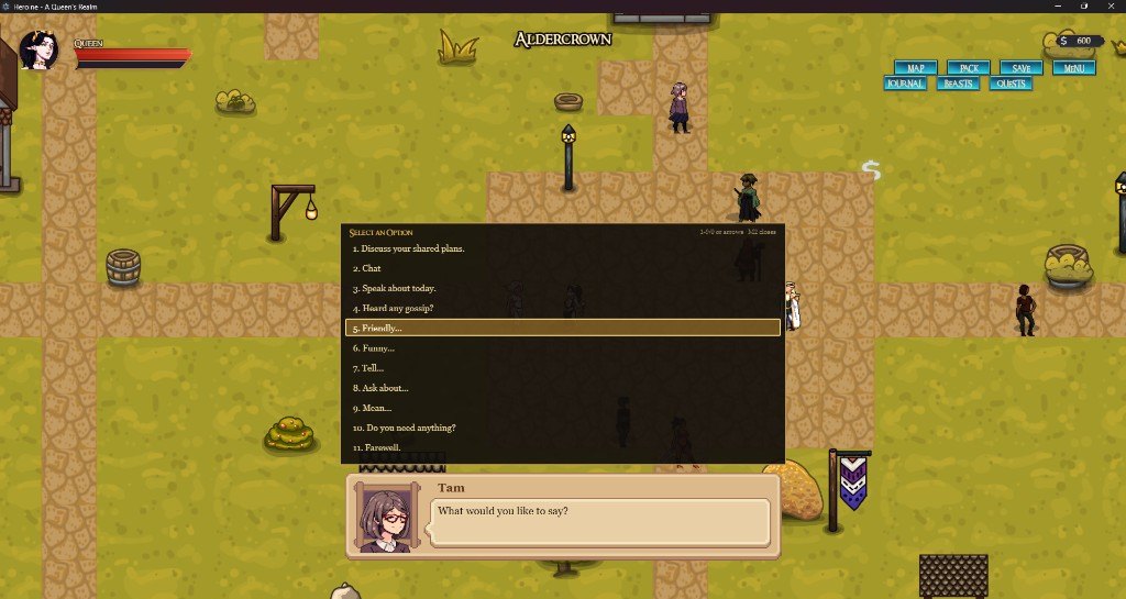 Dialogue choices with Tam