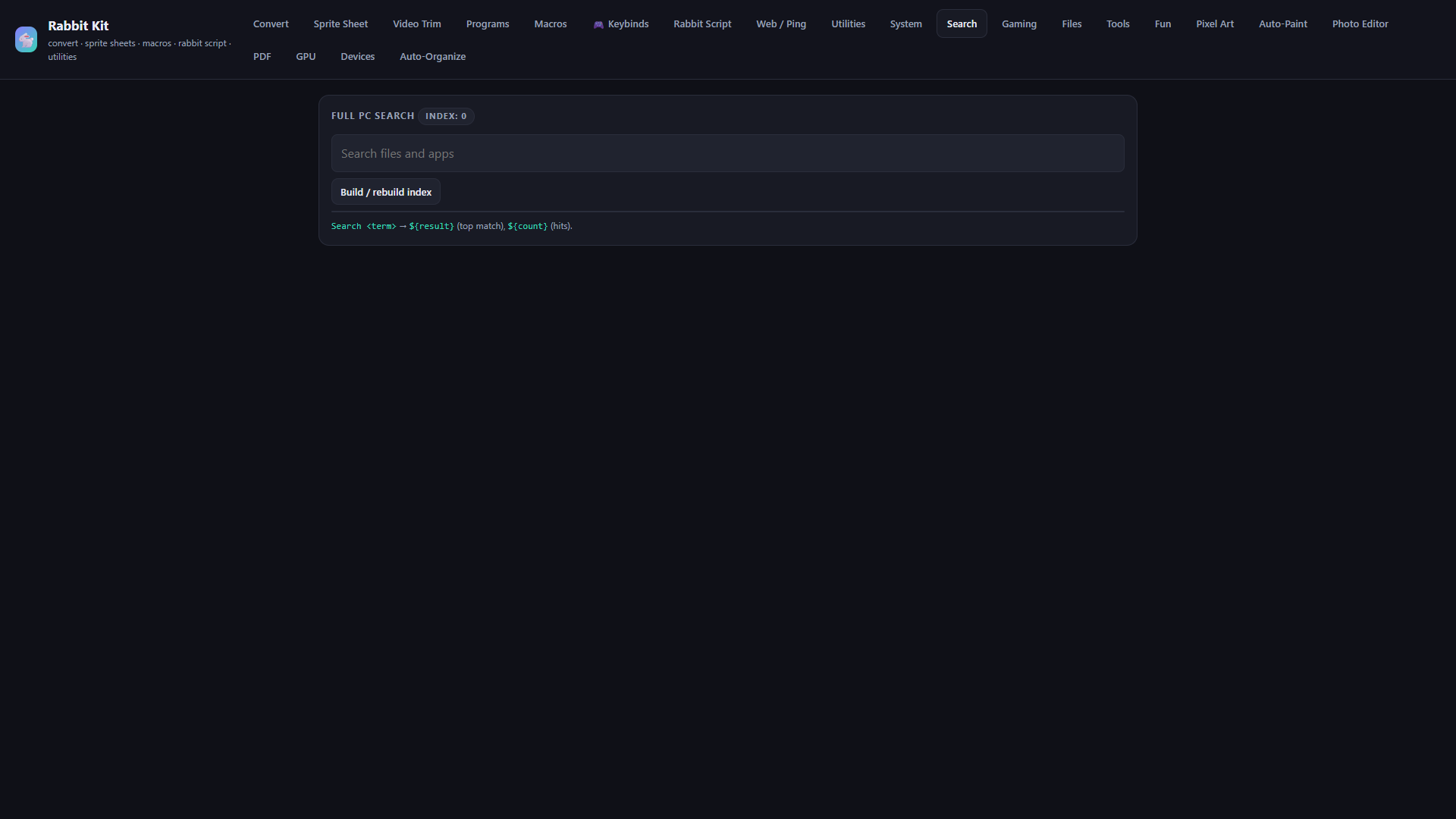 Search tab